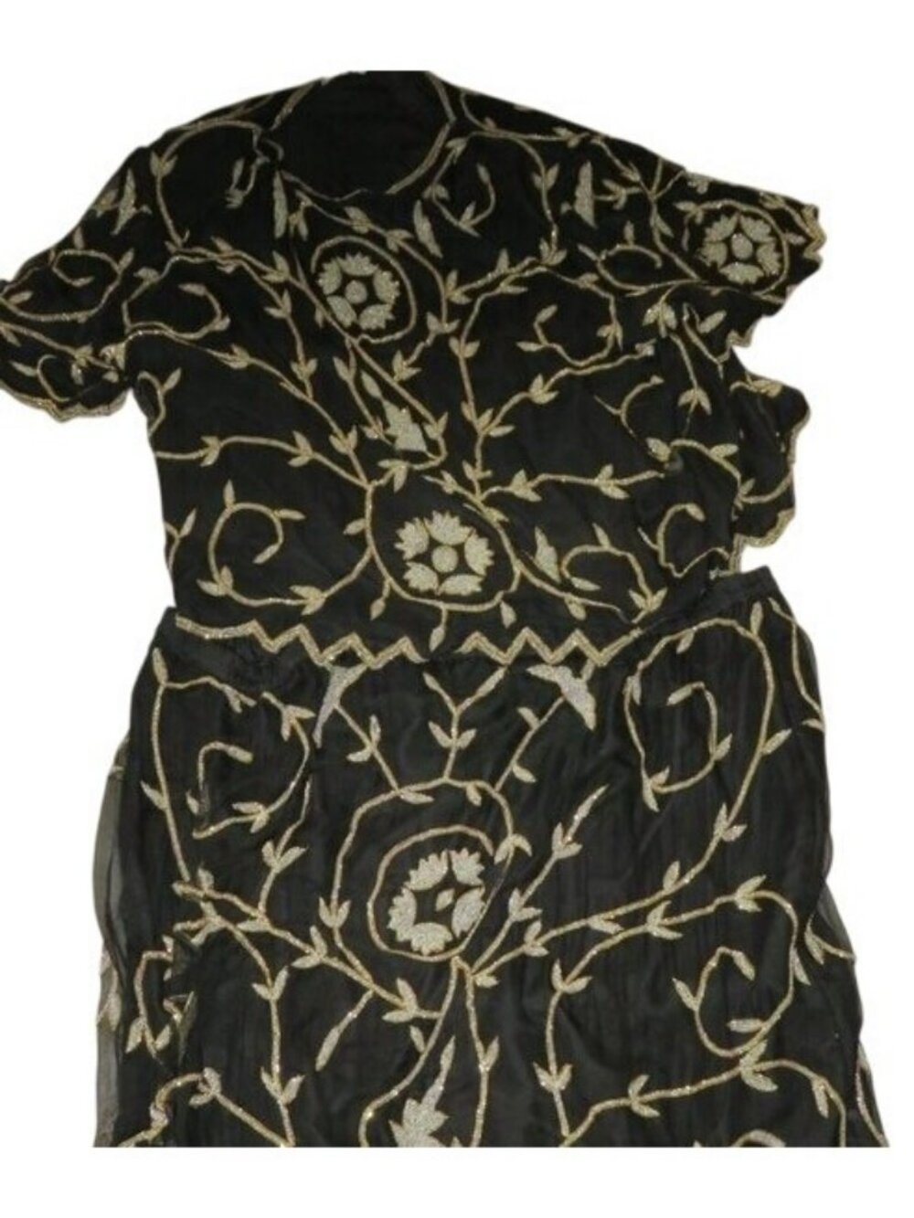 Carina By Barry Lee 4X Hand Bead 100% Seda Silk Skirt & Top set cocktail party